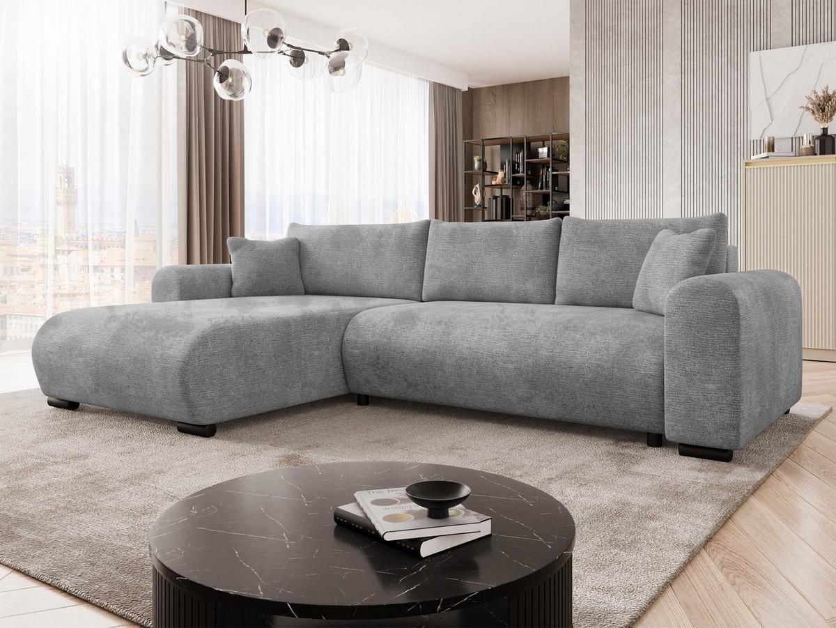 ECKSOFA Merkos - Hellgrau/Schwarz, Holz/Textil (285/188cm) - MIRJAN24