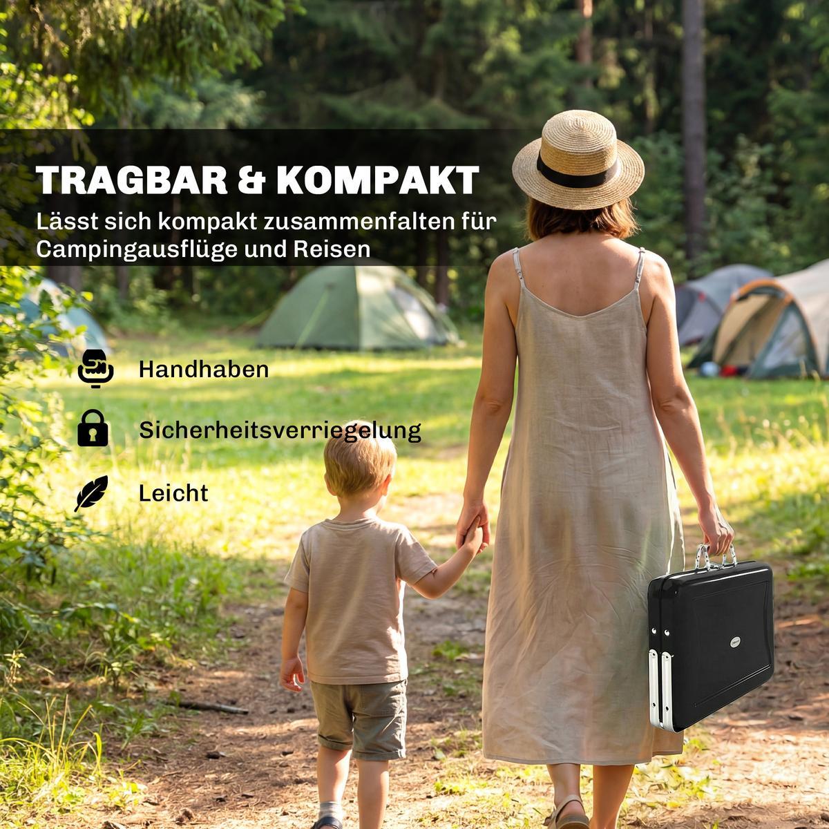 HOLZKOHLEGRILL Edelstahl Schwarz - Schwarz, Metall (28/25.5/40cm) - Outsunny
