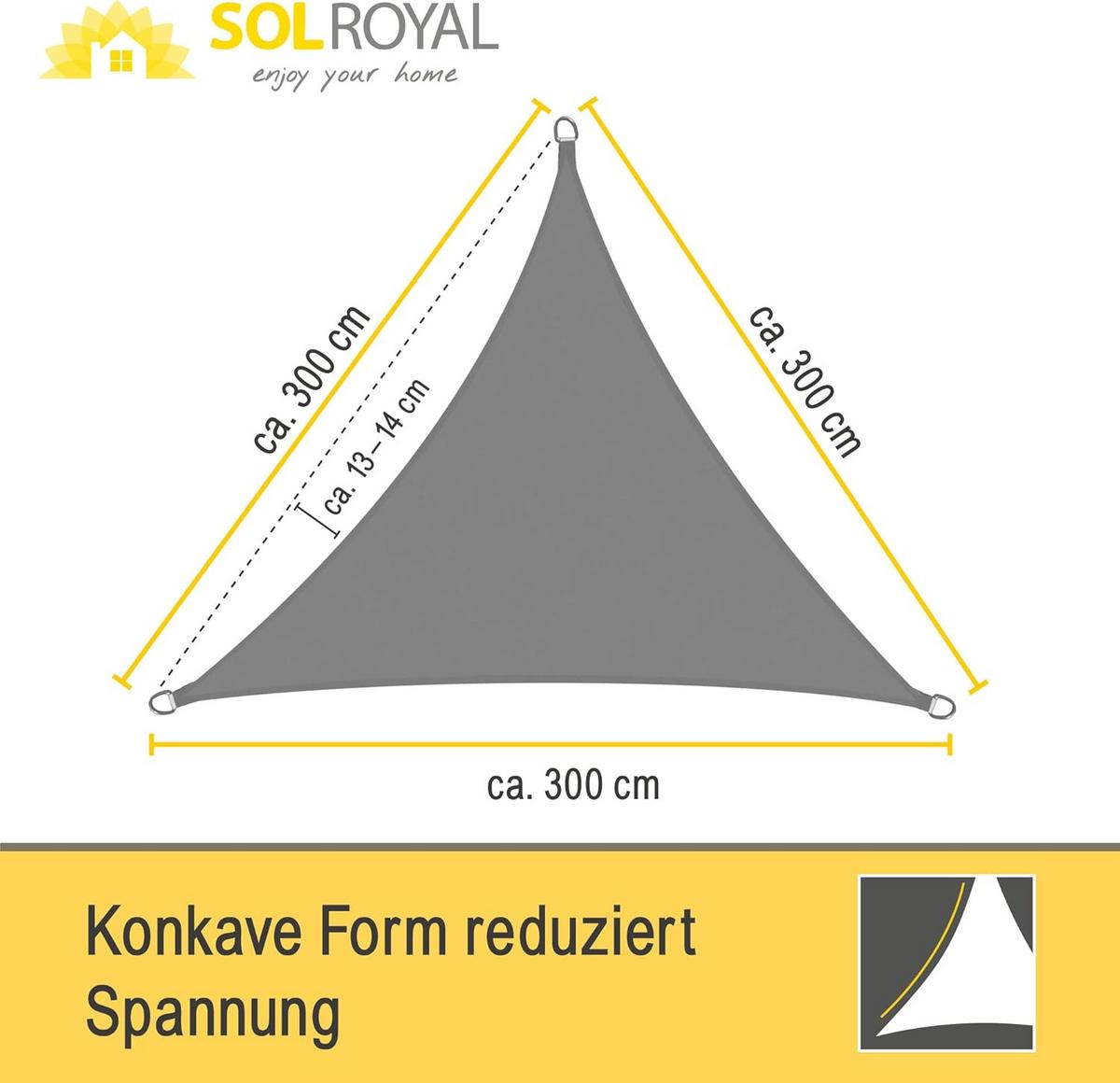 SONNENSEGEL SolVision PS9 360x360x360cm dreieckig Grau PE - Grau, Kunststoff (360/360cm) - Sol Royal