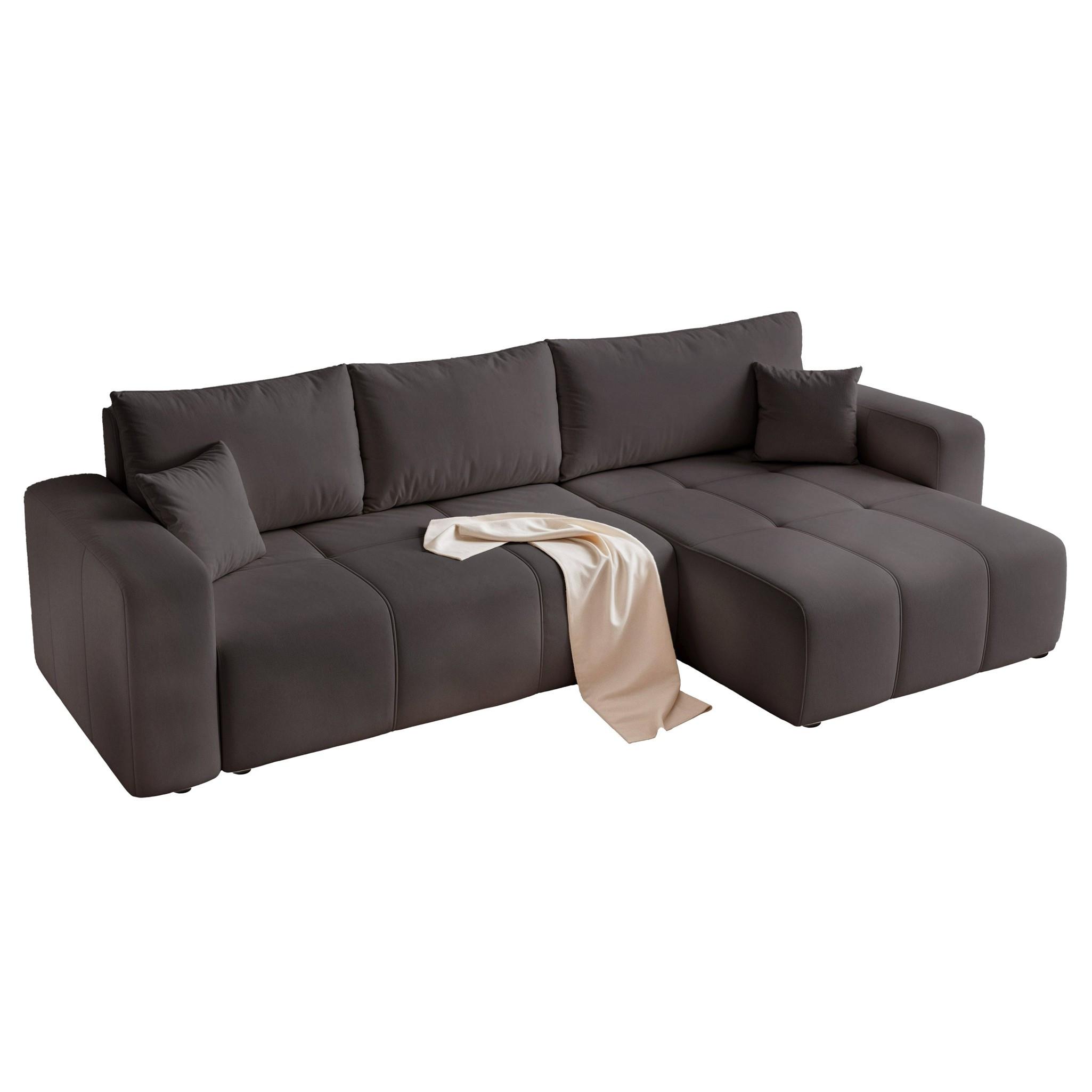 ECKSOFA Leros Xl Mit Schlaffunktion - Schwarz, Holzwerkstoff/Textil (145/278cm) - Fun Möbel
