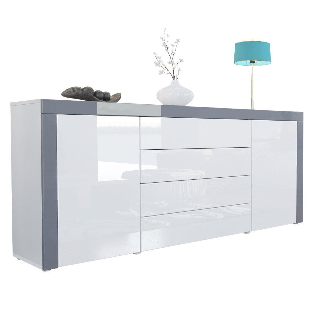 SIDEBOARD La Paz Weiß Hochglanz / Grau Hochglanz - Weiß Hochglanz/Grau, Holzwerkstoff (167/72/35cm) - Vladon