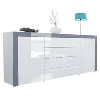 SIDEBOARD La Paz Weiß Hochglanz / Grau Hochglanz - Weiß Hochglanz/Grau, Holzwerkstoff (167/72/35cm) - Vladon