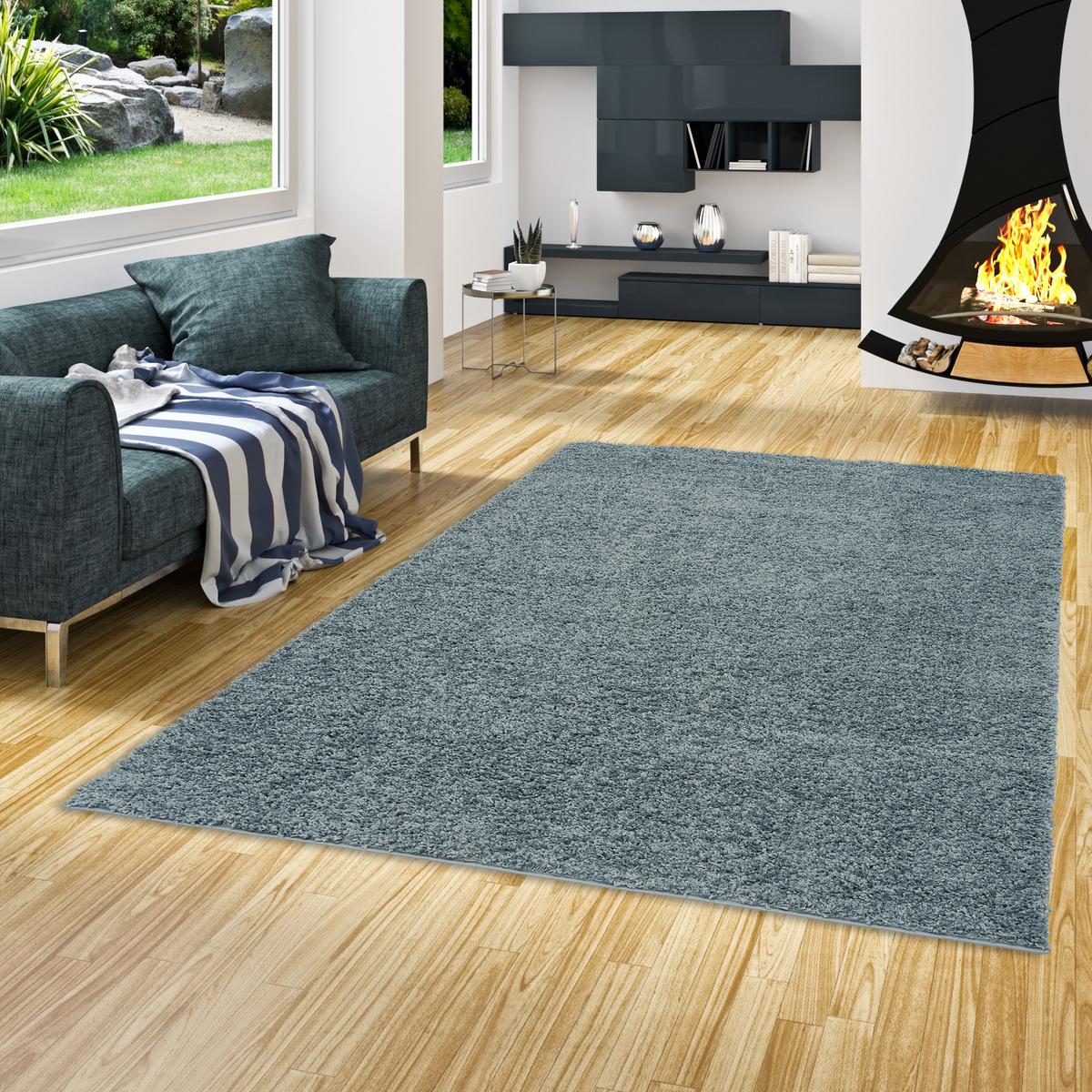 HOCHFLOR LANGFLOR SHAGGY TEPPICH FLUFFY - Blau, Textil (120/170cm) - Pergamon