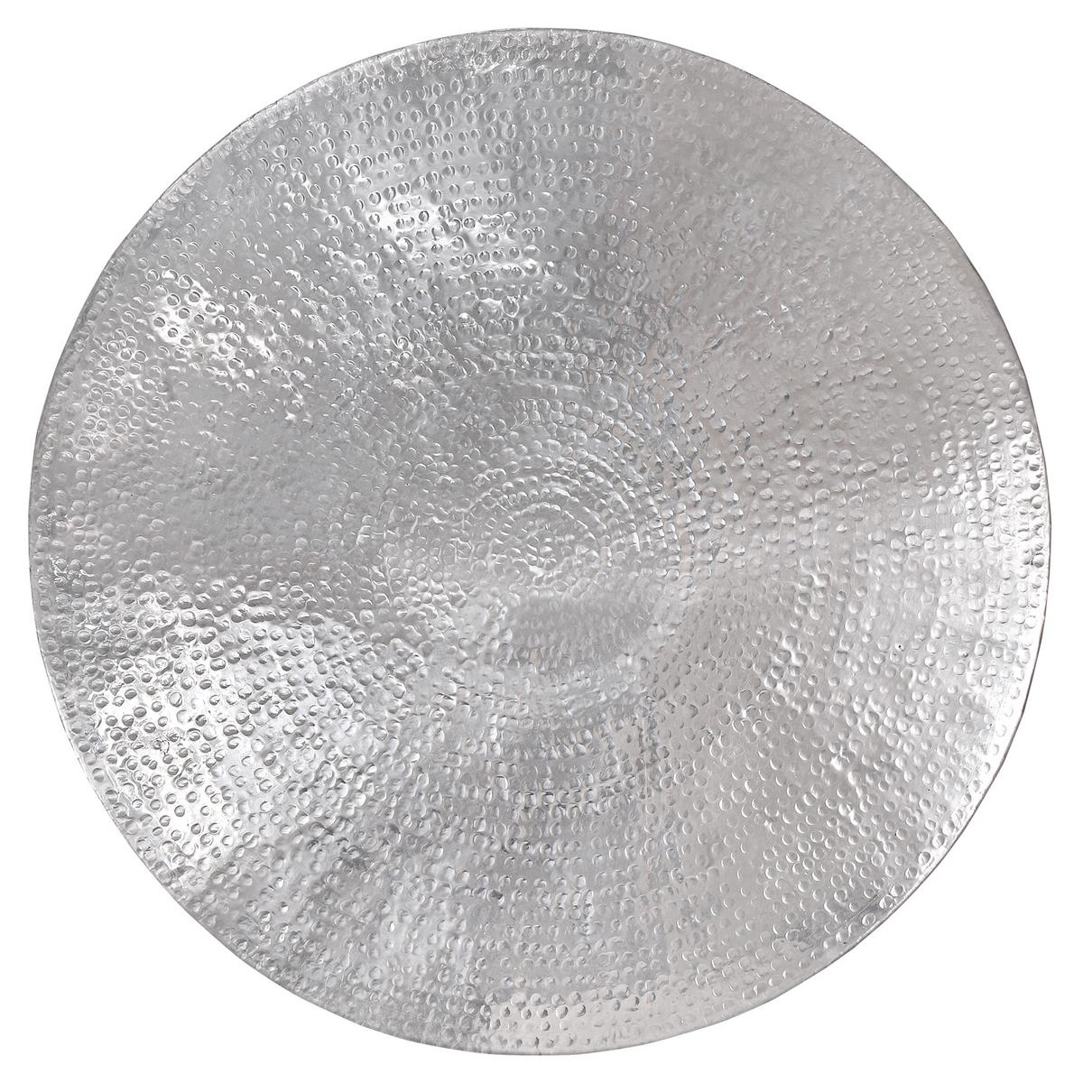 COUCHTISCH rund Ø90x45 cm Silber aus Aluminium Hammerschlag Design - Silberfarben, Metall (90/90/45cm) - WOMO-DESIGN