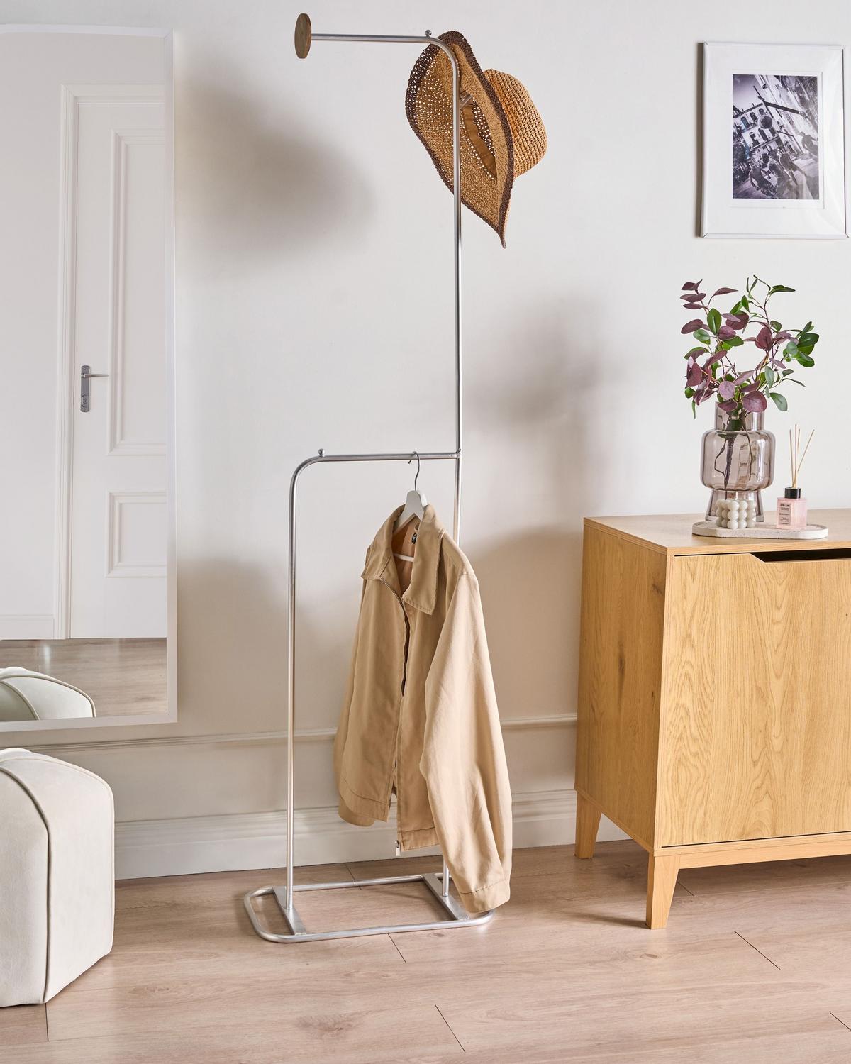 GARDEROBENSTÄNDER Silber Eureka - Silberfarben, Metall (48/171/30cm) - Beliani