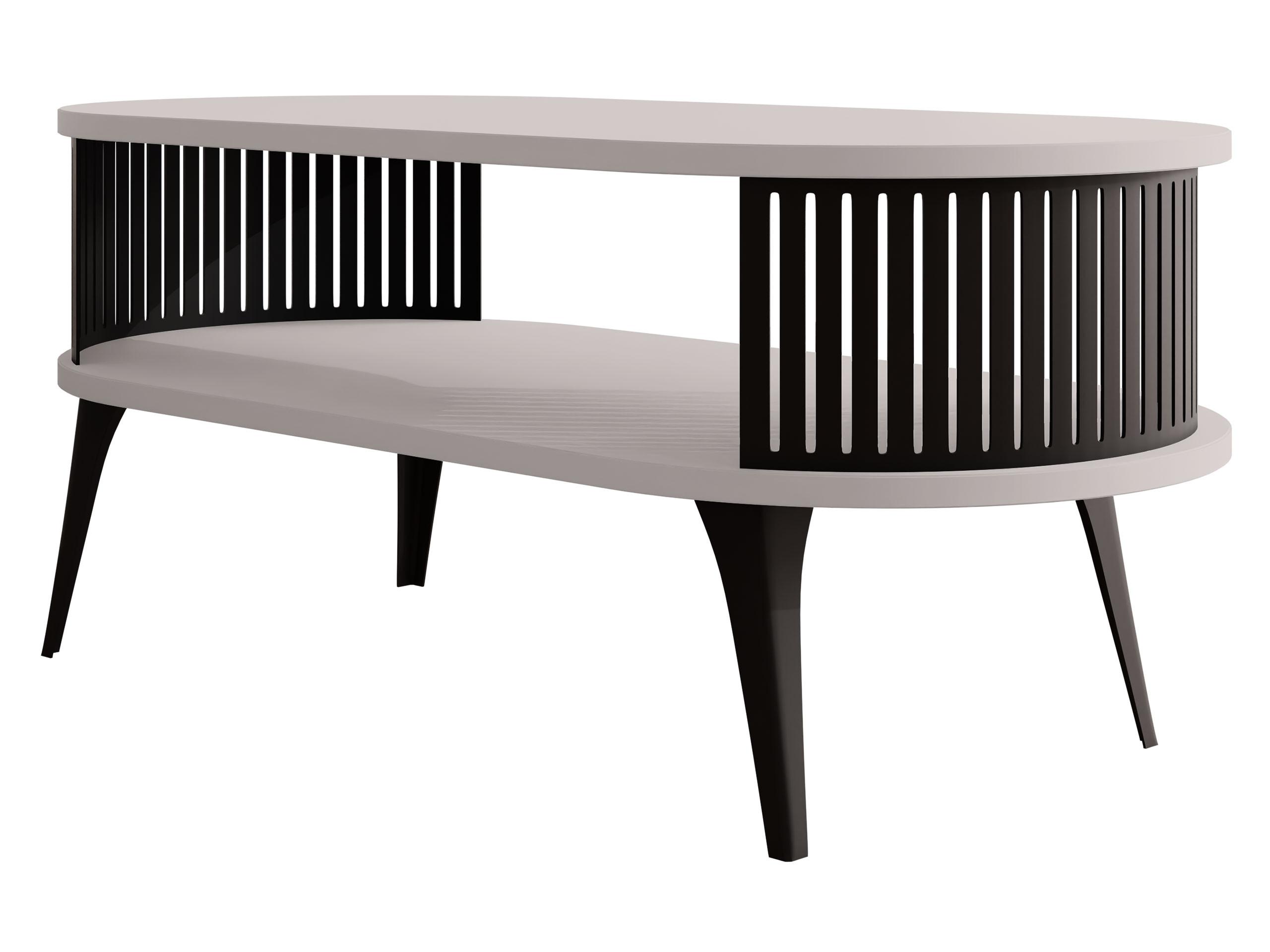 COUCHTISCH Roenni Oval - Kaschmir/Schwarz, Holzwerkstoff/Metall (100/50/44cm) - MIRJAN24