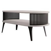 COUCHTISCH Roenni Oval - Kaschmir/Schwarz, Holzwerkstoff/Metall (100/50/44cm) - MIRJAN24