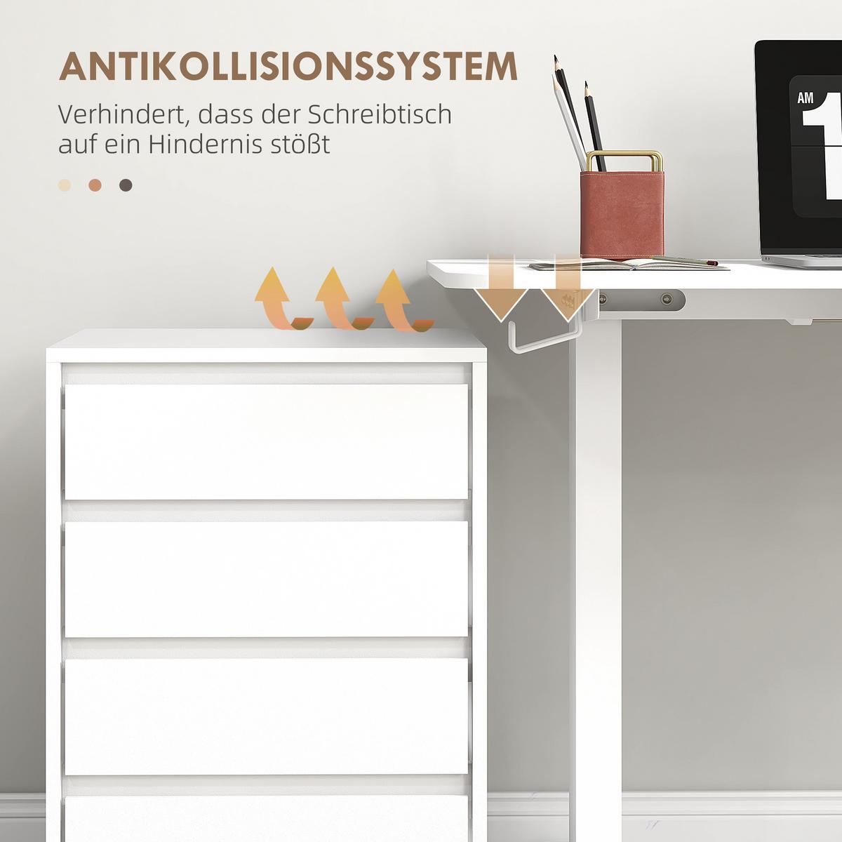 HÖHENVERSTELLBARER Schreibtisch, Weiß - Weiß, Kunststoff (120/60/116cm) - Vinsetto