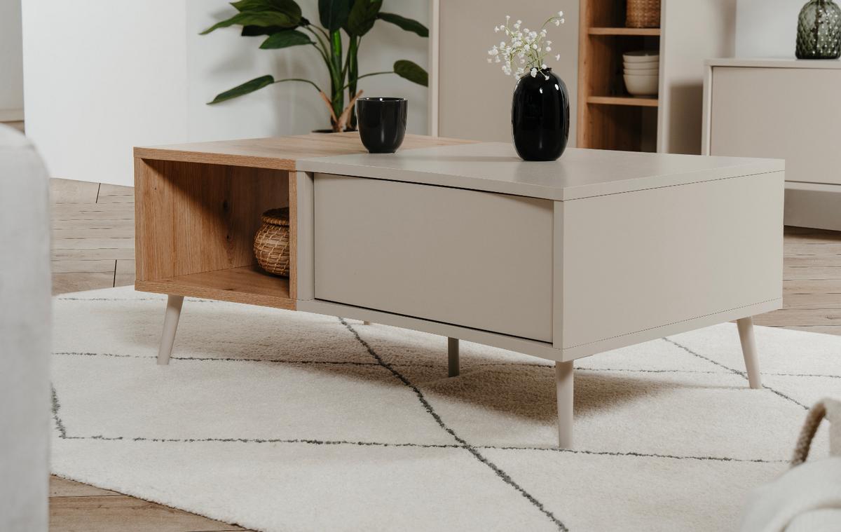 COUCHTISCH Kaschmir, Eiche Artisan 94 x 60 cm, Wohnzimmertisch mit Stauraum - Kaschmir/Eiche Artisan, Holzwerkstoff (60/94/40cm) - Furn.Design