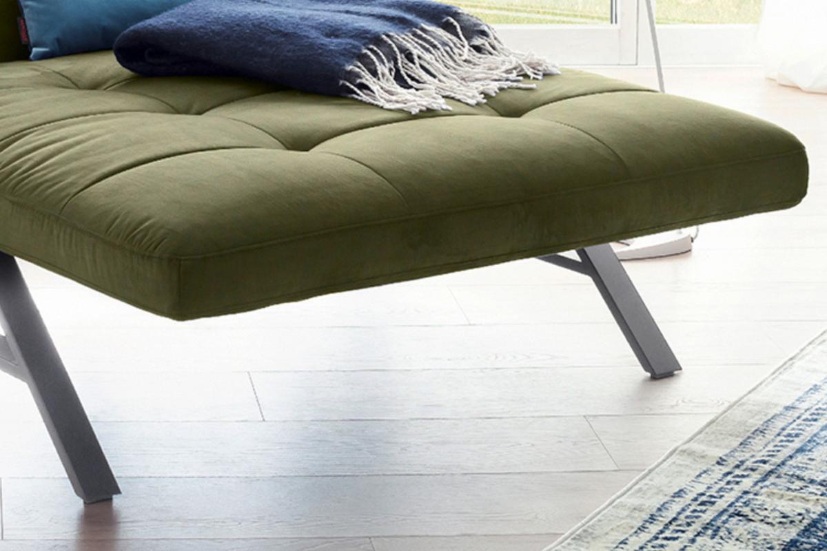 LIEGE MIT MOTORISCHER RELAXFUNKTION AMERIVA Dunkelgrün Velvet Relaxfunktion - Dunkelgrün/Silberfarben, Textil (120/110/158cm) - KAWOLA