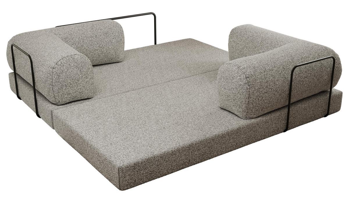 3-SITZER SOFA ORSETTO - Hellgrau Stukture - Hellgrau/Schwarz, Textil/Metall (200/70/100cm) - MKS