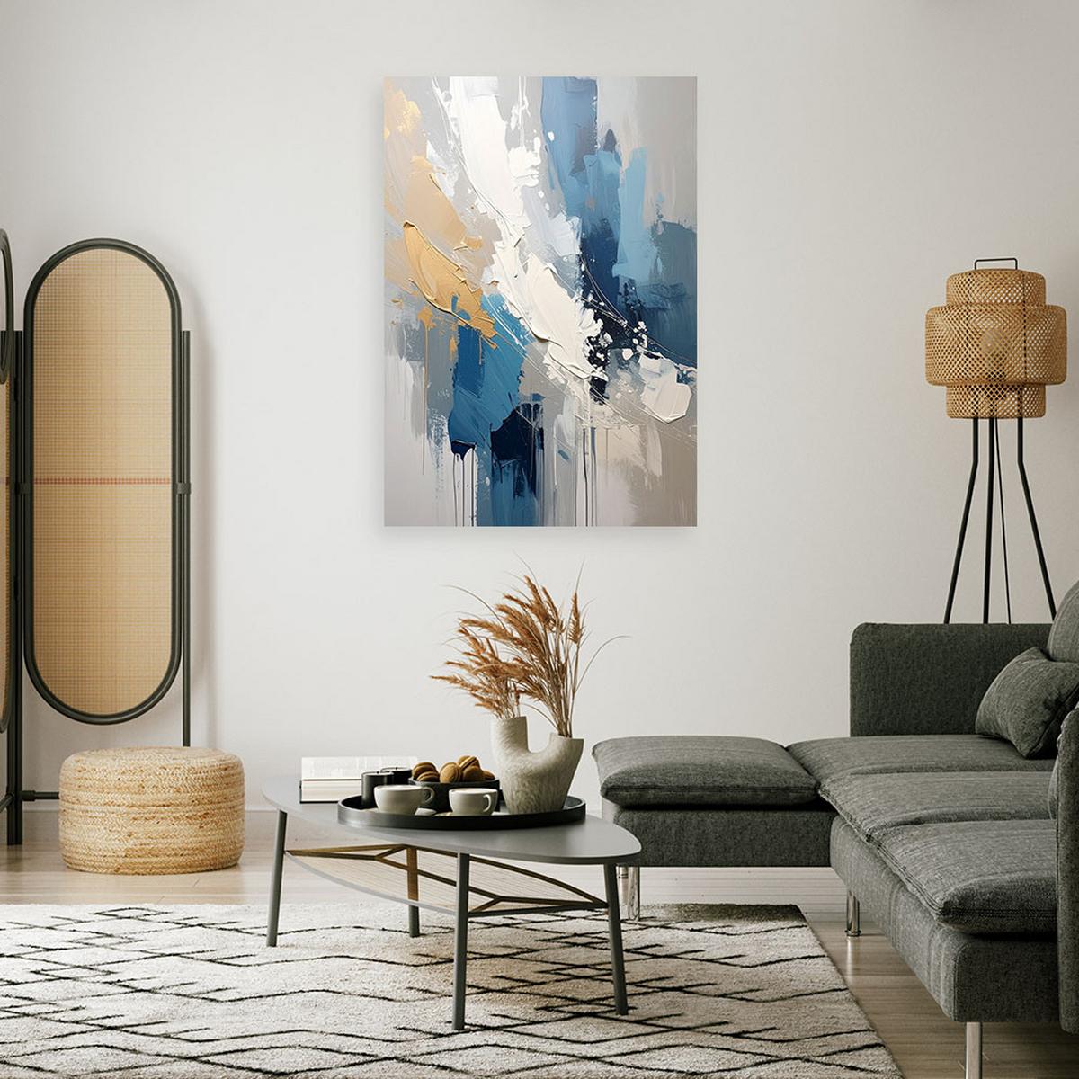 BILD auf Leinwand, Moderne Blau Abstrakt - Blau, Textil (20/30cm) - Feeby