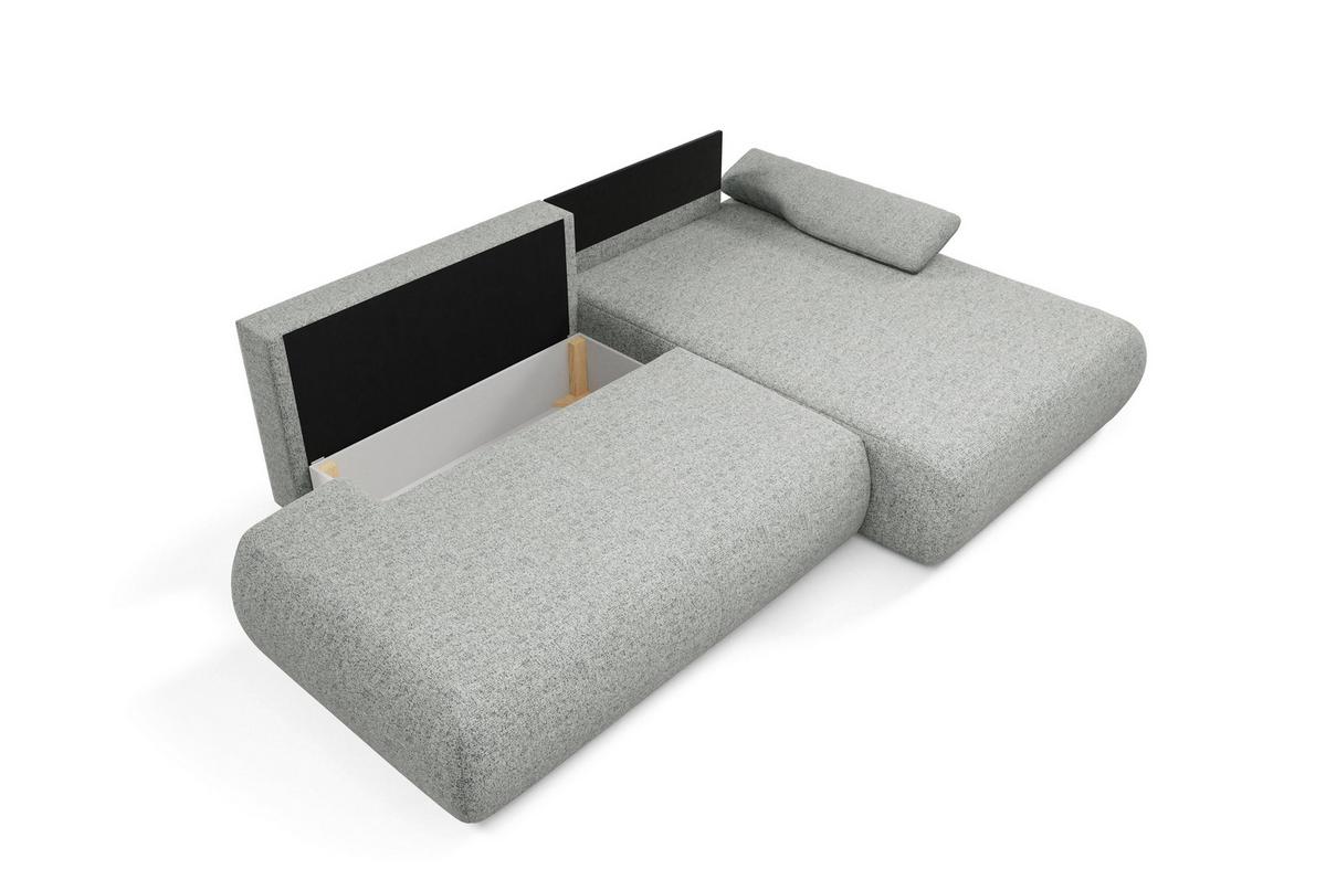 ECKSOFA DELTA R-S Grau Geflochtener Stoff mit Schlaffunktion - Grau, Holz (286/173.5cm) - MASSENO