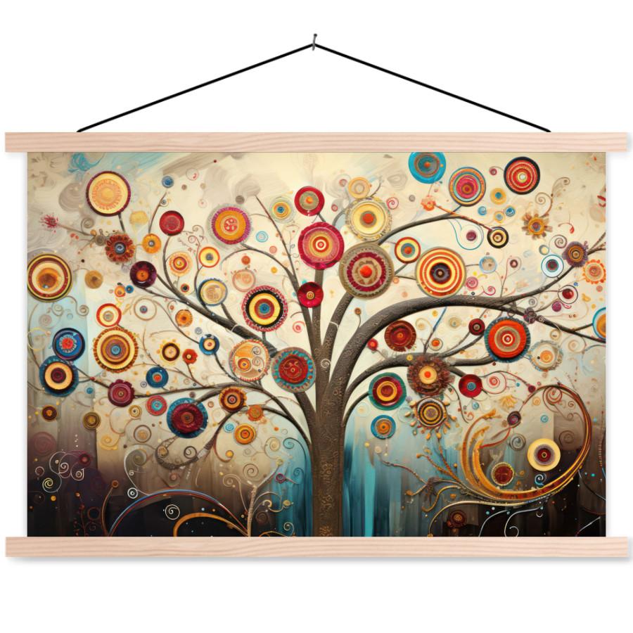 POSTER MIT MAGNETLEISTEN Baum - Baum des Lebens - Farbe Magnetleiste 120x80 cm - Braun, Textil (120/80/0.15cm) - MuchoWow