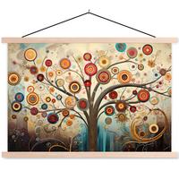 POSTER MIT MAGNETLEISTEN Baum - Baum des Lebens - Farbe Wanddeko 90x60 cm - Braun, Textil (90/60/0.15cm) - MuchoWow