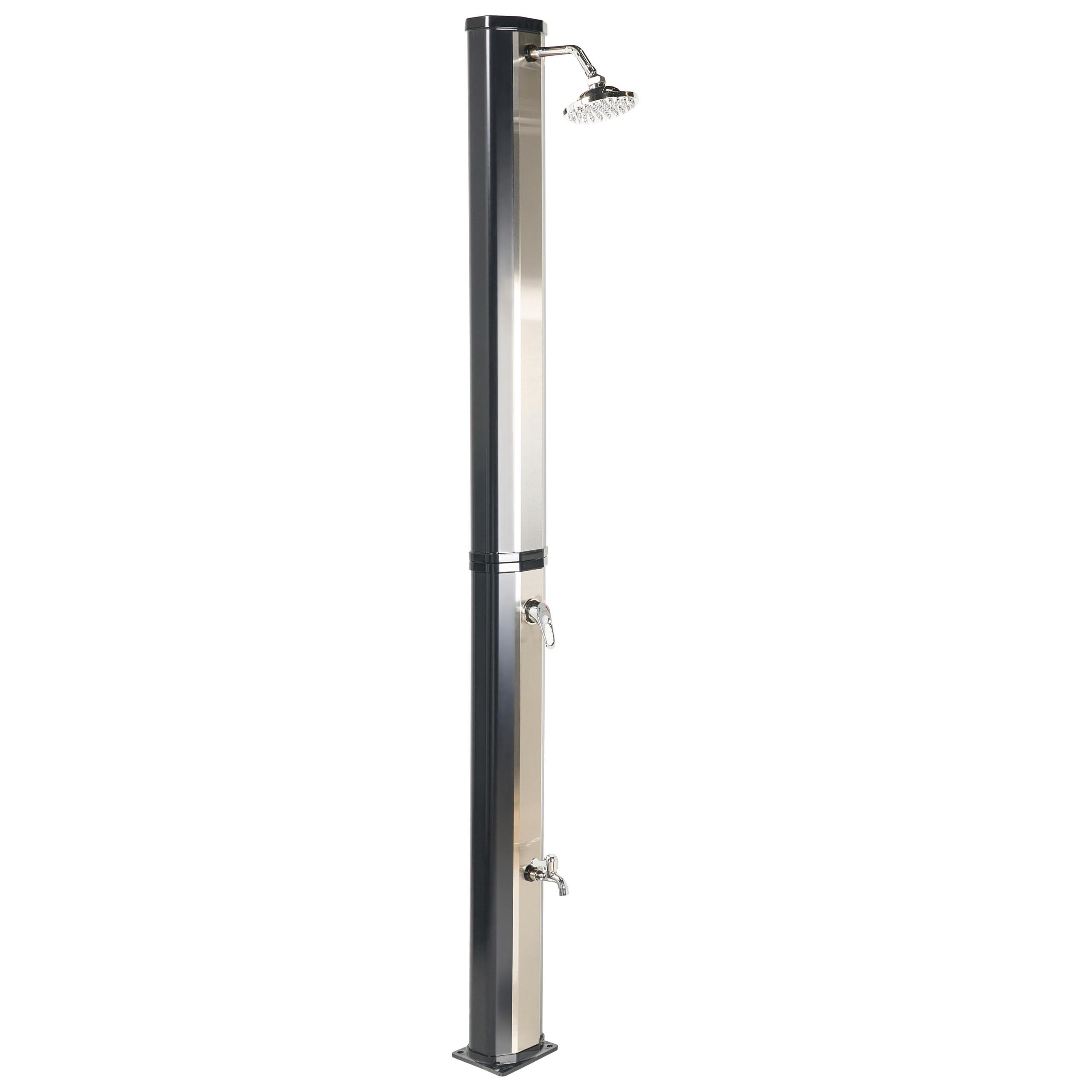 FREISTEHENDE solarbetriebene Gartendusche Schwarz Tuxpam - Schwarz, Kunststoff (18/217/15cm) - Beliani