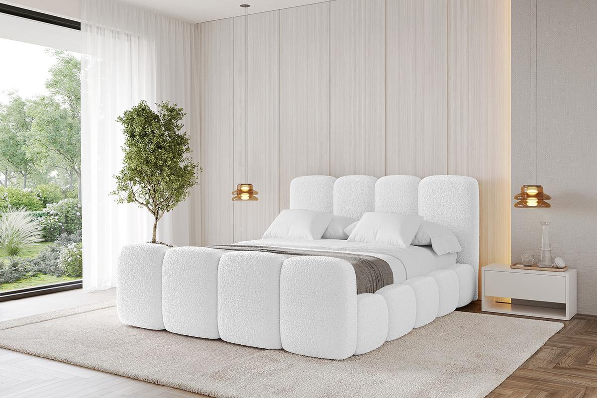 POLSTERBETT mit Bettkasten, Fußteil und Lattenrost, Boxbett ohne Matratze - KALA-Z 160x200 Weiß - Weiß, Holzwerkstoff/Textil (160/200cm) - ALTDECOR