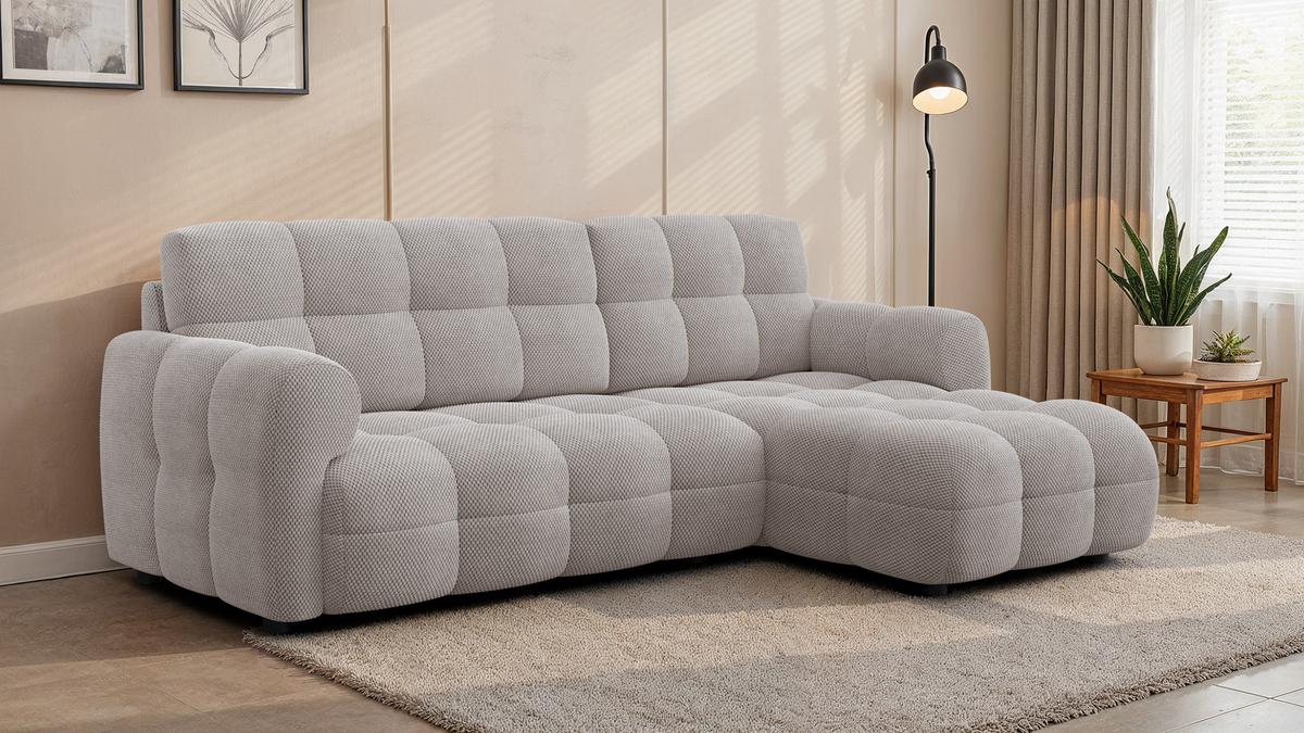 ECKSOFA MELLOW 3-Sitzer, beige - Beige/Schwarz, Holz/Textil (232/156cm) - Wozimo