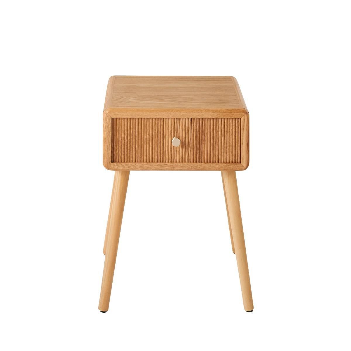 NACHTTISCH mit 1 Schublade und lamellenartiger Front 52/42/35 cm - Eschefarben, Holzwerkstoff (35/52/42cm) - Calicosy