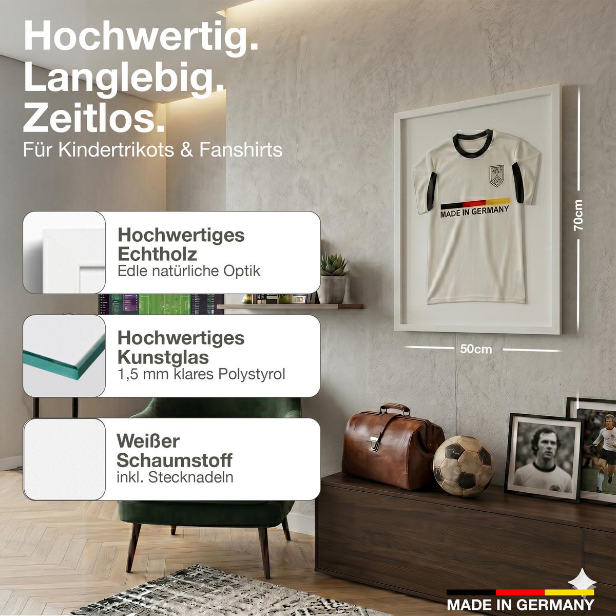 TRIKOTRAHMEN 50/70 Premium - Weiß, Holz (50/70cm) - K-Möbel