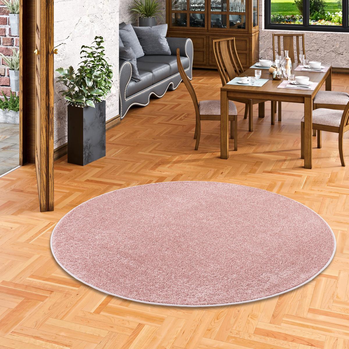 HOCHFLOR VELOURS TEPPICH LUNA RUND - Rosa, Textil (200/200cm) - Snapstyle