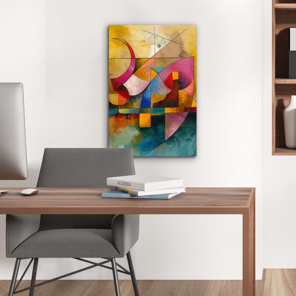 METALLBILD Kunst - Abstrakt - Modern Deko Schlafzimmer 40x60 cm - Gelb, Metall (40/60cm) - MuchoWow