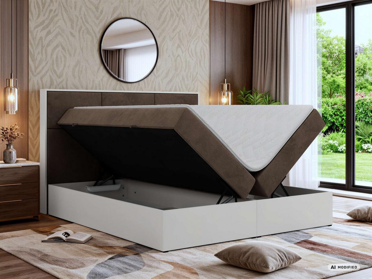 BOXBETT DELVIT 200/200 - Braun Velvet - Topper Visco - H4 - Schwarz/Braun, Kunststoff/Textil (200/200cm) - MKS