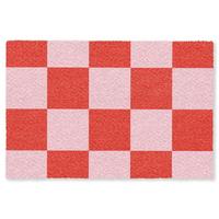 FUSSMATTE Schachbrettmuster - Rot - Rosa - Würfel Türmatte 60x40 cm - Rot, Kunststoff (60/0.4cm) - MuchoWow
