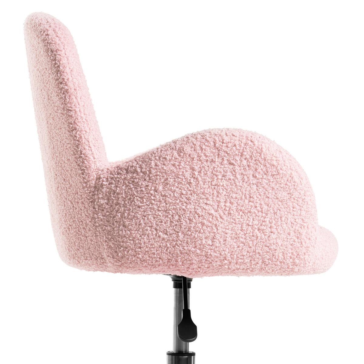 SCHREIBTISCHSTUHL Bouclé Pastellrosa Priddy - Pink, Textil (60/79/60cm) - Beliani