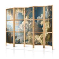 PARAVENT Japanischer 5-tlg 225x172 cm Malerische Wolken - Multicolor, Holz/Textil (225/172/3cm) - Muralo