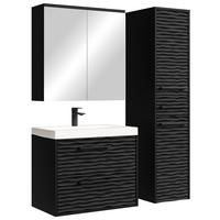BADMÖBEL-SET Etna 4 Teile Schwarz Matt - 60 x 35 x 51 cm - Schwarz, Holz (60/51/35cm) - Badplaats