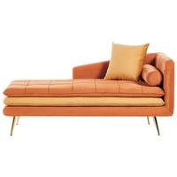 CHAISELONGUE-RECHTSSEITIGE Samtstoff Orange Gonesse - Goldfarben/Orange, Textil (160/72/79cm) - Beliani