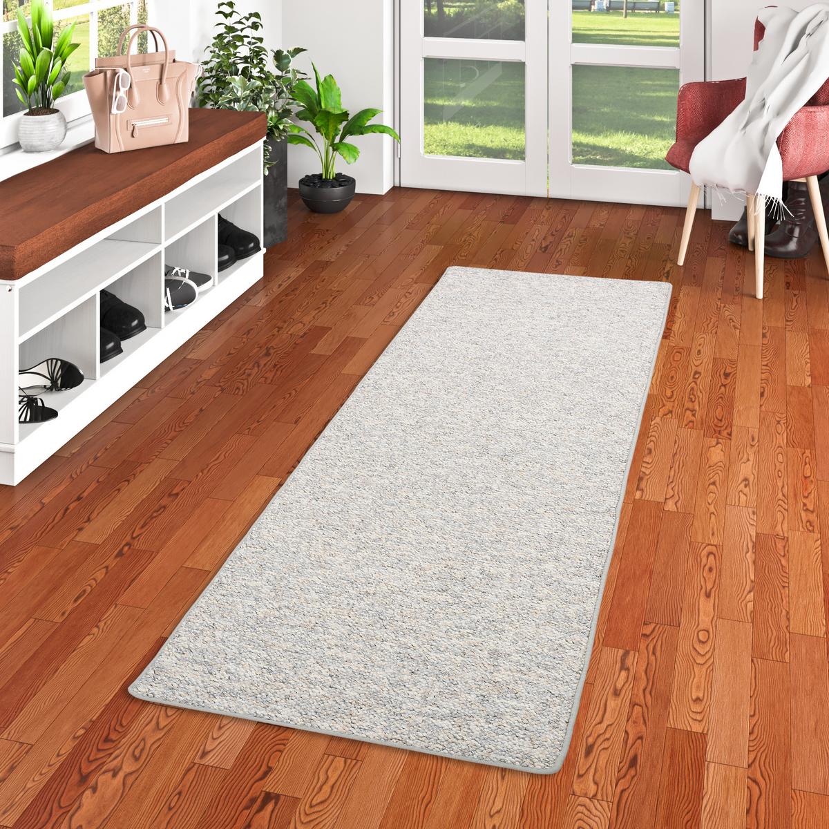 WOLL-OPTIK BERBER LÄUFER JUNA MELIERT - Grau, Textil (100/100cm) - Snapstyle