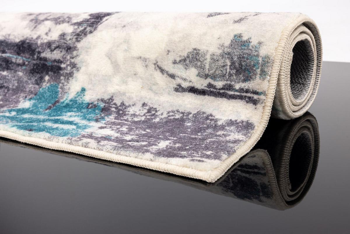 BADTEPPICH Ariella Grau 60x100 cm - Türkis, Textil (60/100cm) - Gino Falcone
