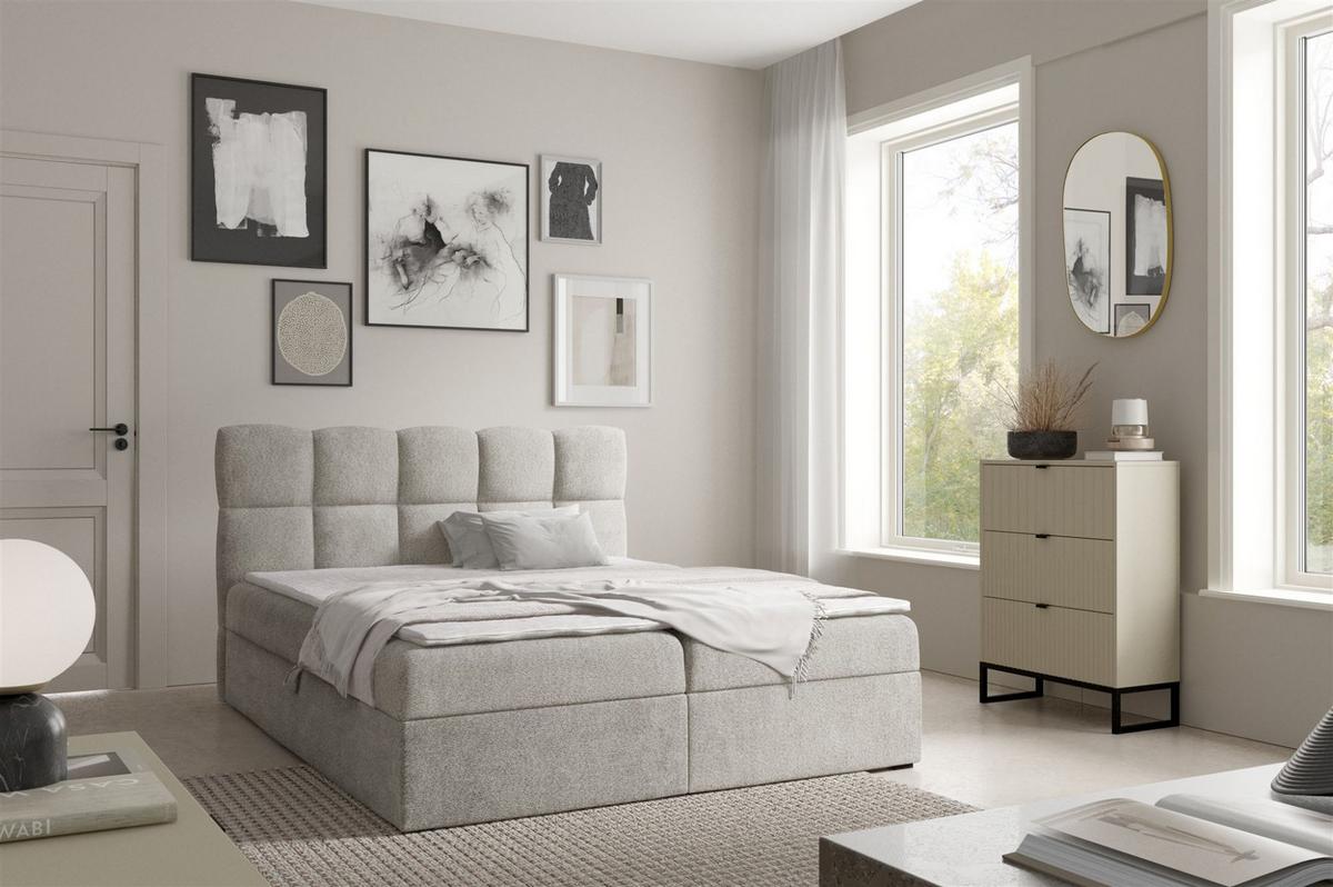 BOXBETT Parozo Premium - Greige, Holzwerkstoff/Textil (160/200cm) - Fun Möbel