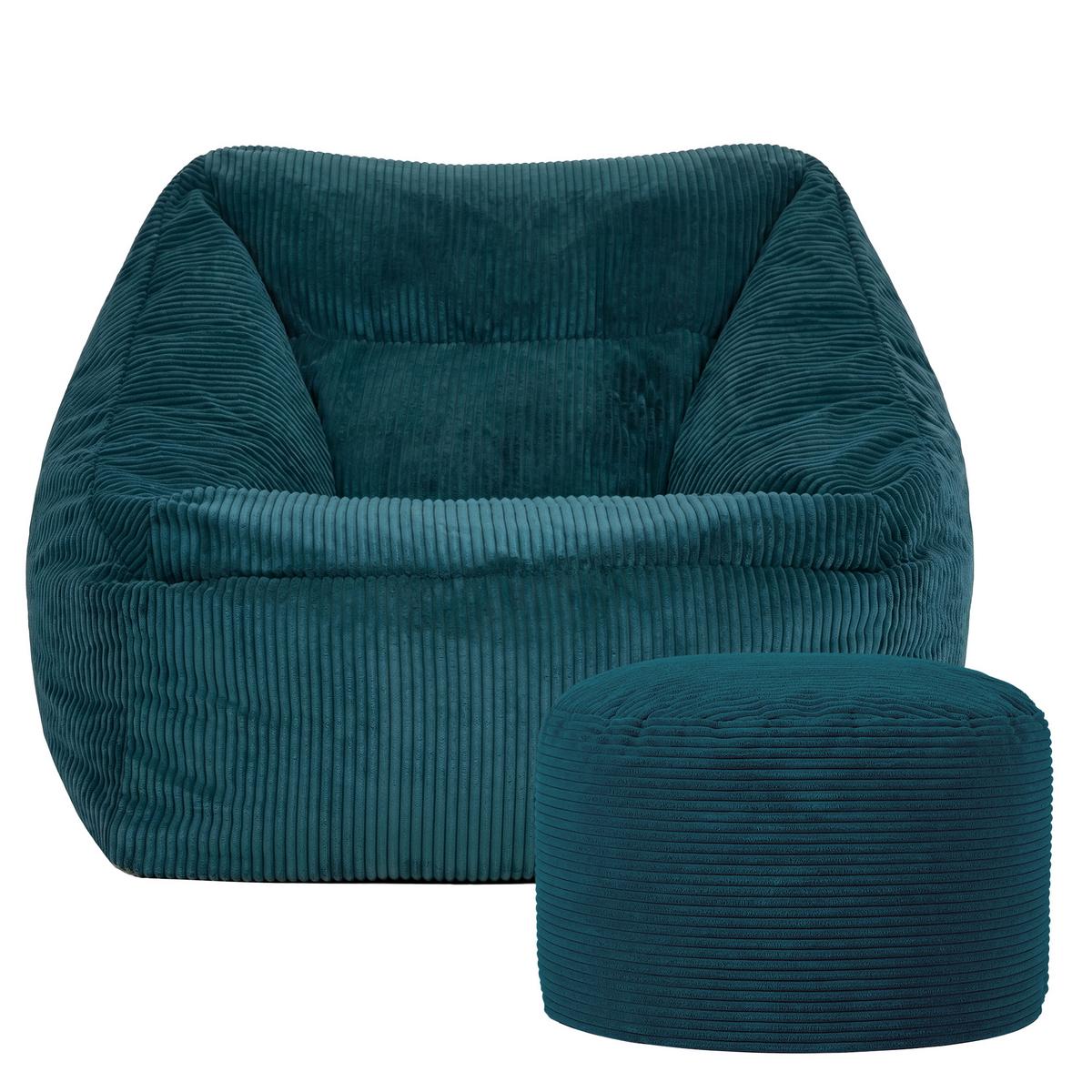 SITZSACK Sessel Natalia mit Sitzpouf - Grün, Textil (97/73/84cm) - icon