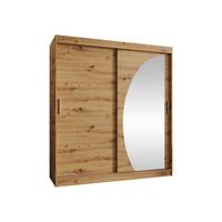 SCHWEBETÜRENSCHRANK Wika 180 cm mit Schubladen - Silberfarben/Eiche Artisan, Holzwerkstoff/Kunststoff (180/200/62cm) - MIRJAN24