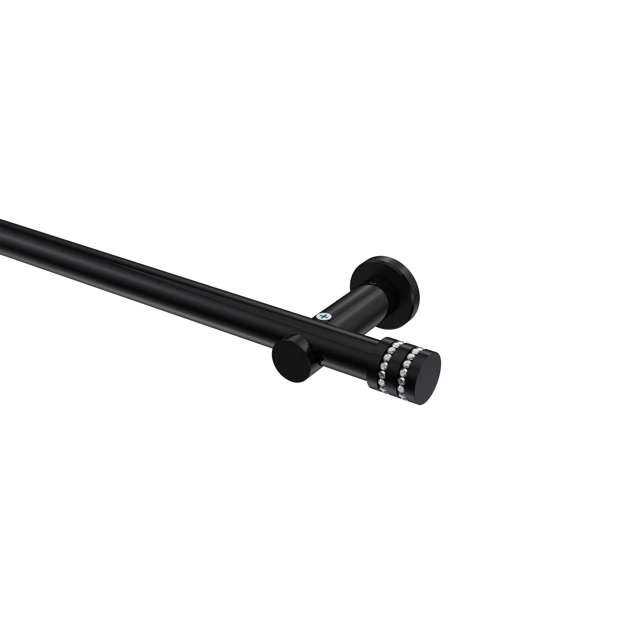 GARDINENSTANGE Platon Estana 540 cm (geteilt in 3 x 180 cm), 1-läufig (ohne Ringe), 20 mm Ø Schwarz - Schwarz, Metall (540cm) - INTERDECO