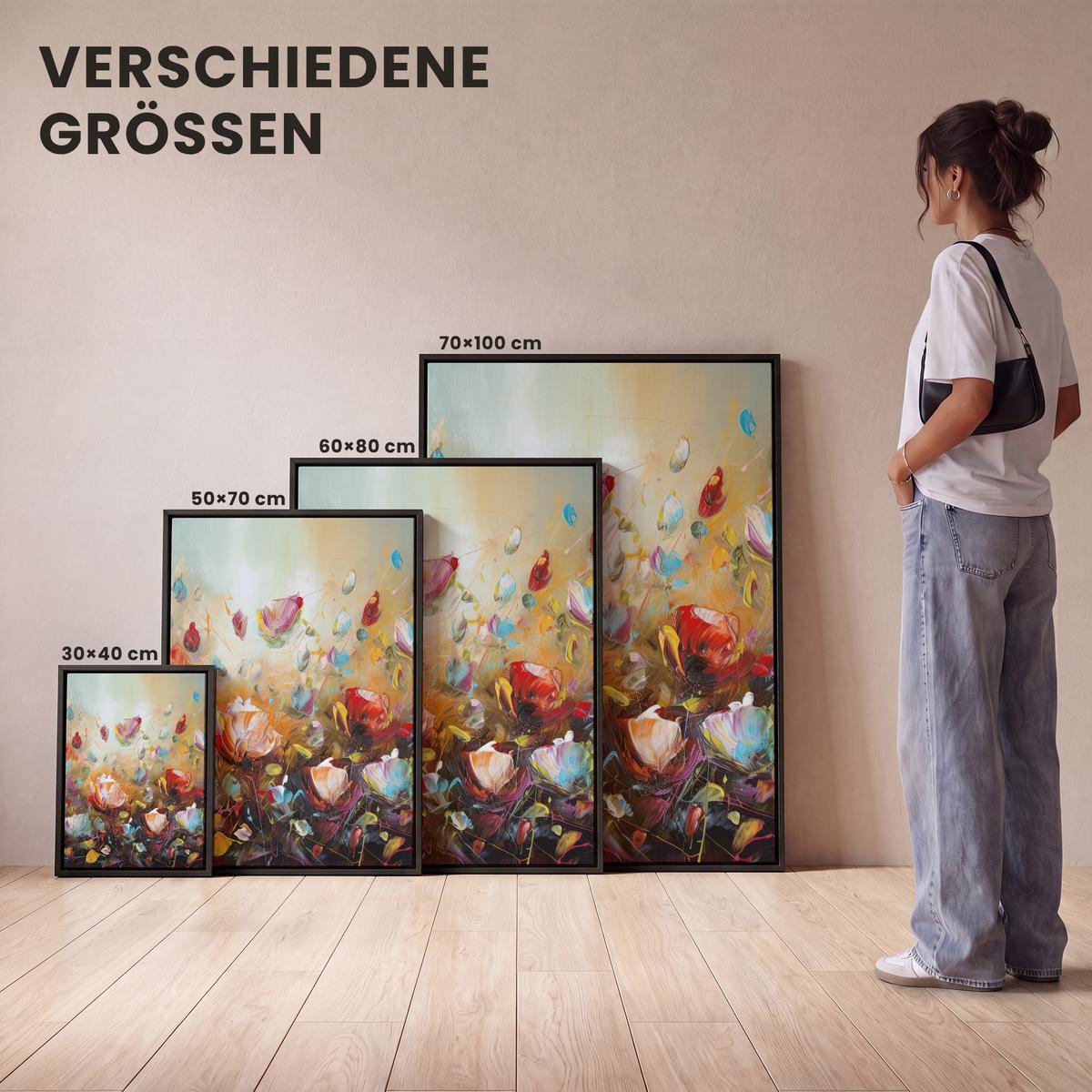 LEINWAND Bilder mit Rahmen - Blumen - Kunst - Natur - Ölgemälde - 30x40 - Multicolor, Textil (30/40cm) - MuchoWow