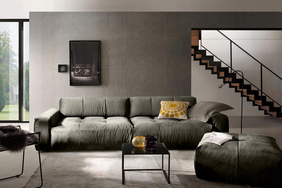 SOFA MIT SITZTIEFENVERSTELLUNG PALACE Silber Webstoff Relaxfunktion - Silberfarben, Textil (298/74/120cm) - KAWOLA