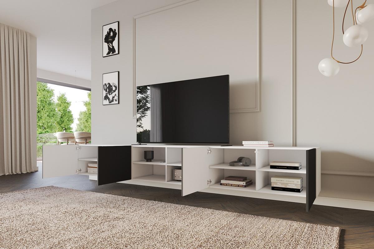 LOWBOARD ELIO-W 3x100x40x40 cm - Weiß / Schwarz - Weiß, Holzwerkstoff (300/40/40cm) - ALTDECOR