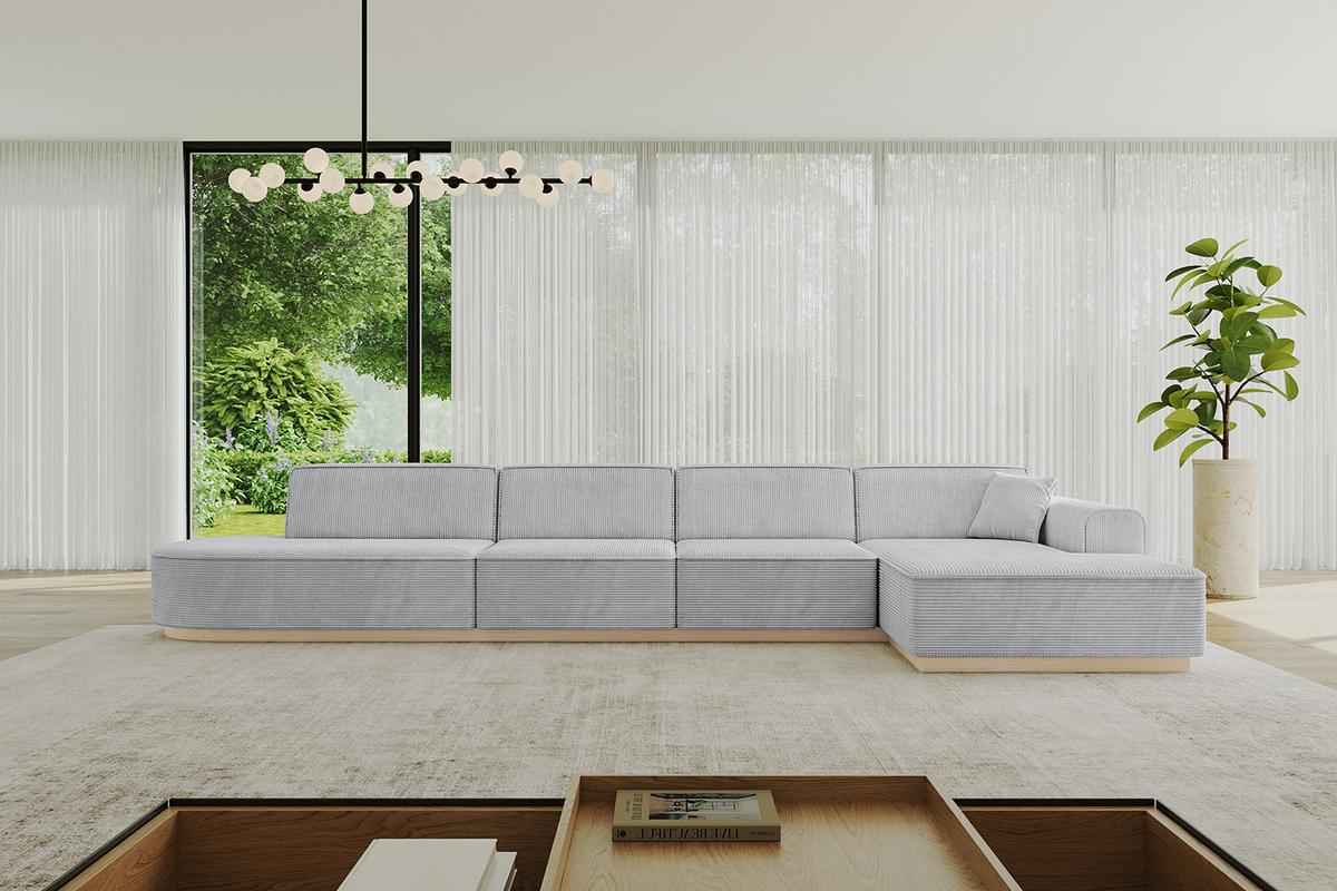 ECKSOFA Ottomane Rechts IREA-L3 - 412x165x80 cm Grau - Grau, Holzwerkstoff/Textil (412/165cm) - ALTDECOR