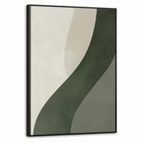 LEINWAND Bilder mit Rahmen - Japandi - Grün - Abstrakt - Modern - 50x70 - Salbeigrün, Textil (50/70cm) - MuchoWow