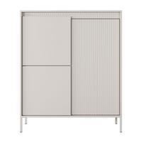 HIGHBOARD Trentinis 3T Beige 103,5/123,4/39,5 cm – Geriffelten Fronten - Beige, Holzwerkstoff/Metall (103.5/123.4/39.5cm) - AX Living