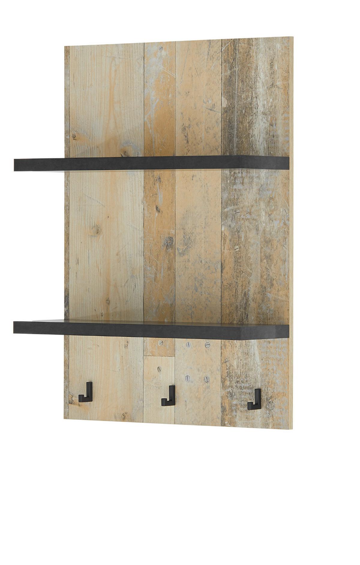 KÜCHENREGAL Used Wood Vintage 60 cm, Gewürzregal mit Ablagen und Haken - Anthrazit/Naturfarben, Holzwerkstoff (60/84/21cm) - Furn.Design