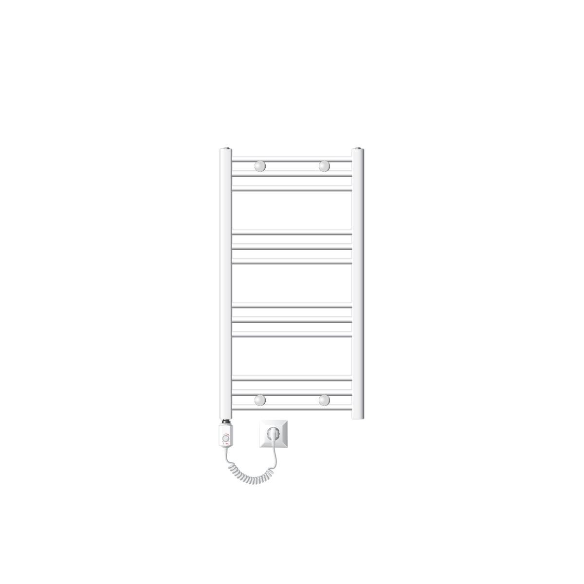 BADHEIZKÖRPER elektrisch Sahara 500x800 mm Weiß gebogen mit Heizstab 600W - Weiß, Metall (3/80/50cm) - LuxeBath