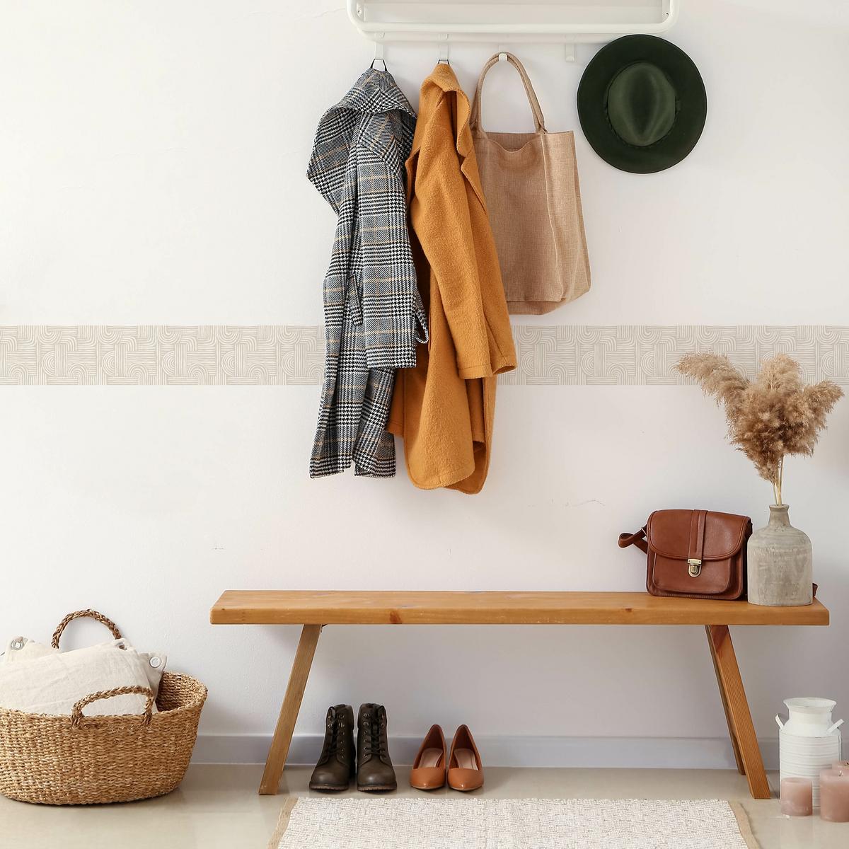 TAPETENBORDÜRE selbstklebend GEOMETRISCHE MUSTER Ornamente im Boho Stil - Beige/Weiß, Papier (10/300/300cm) - Muralo