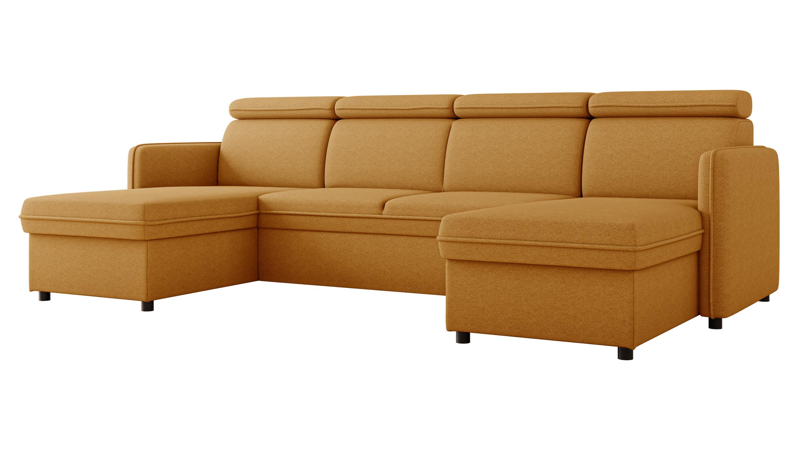 ECKSOFA Barcelo U - Schwarz/Orange, Holz/Textil (284/84/166cm) - MIRJAN24