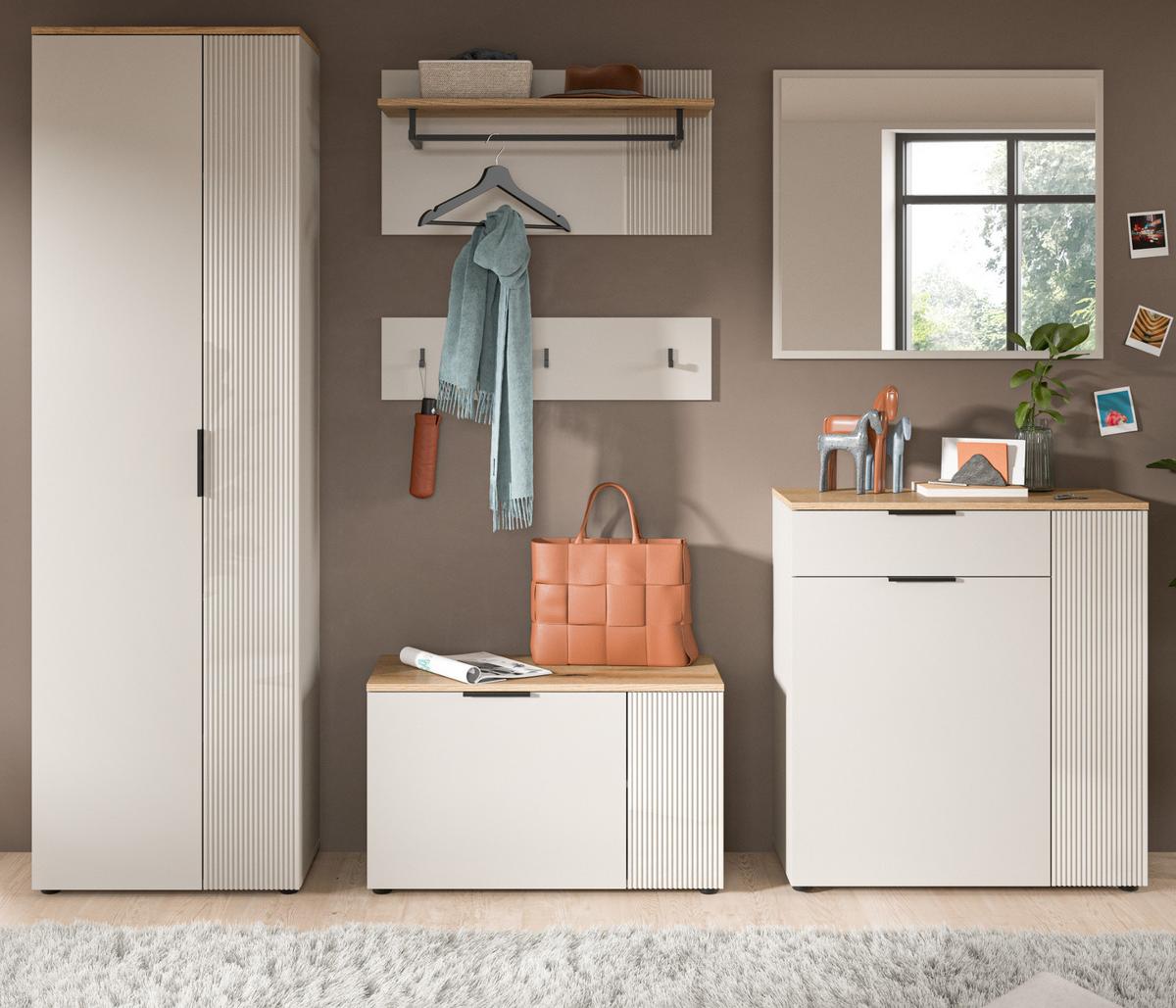 GARDEROBEN-SET 6-teilig Kaschmir Sand und Eiche, Komplett-Set 250 x 190 cm - Kaschmir/Eichefarben, Holzwerkstoff/Kunststoff (250/190/36cm) - Inn.Furn