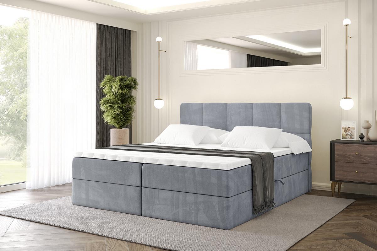 BOXBETT mit Matratze H4 und Lattenrost - LIRO - 200x200 - Grau Casablanca - Grau, Holzwerkstoff/Kunststoff (200/200cm) - ALTDECOR